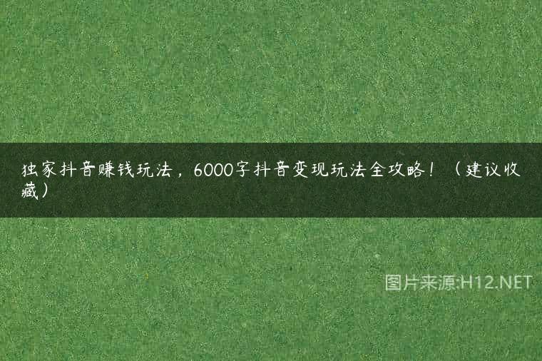 独家抖音赚钱玩法，6000字抖音变现玩法全攻略！（建议收藏）