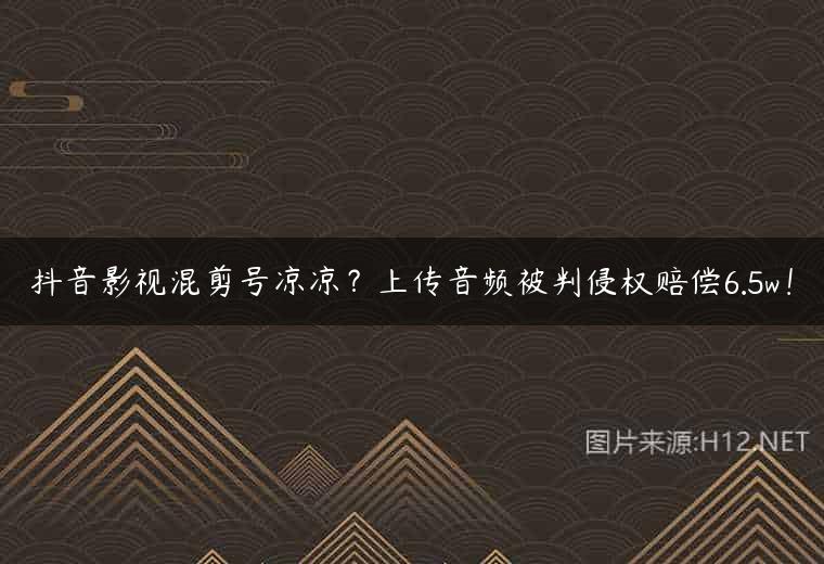 抖音影视混剪号凉凉？上传音频被判侵权赔偿6.5w！