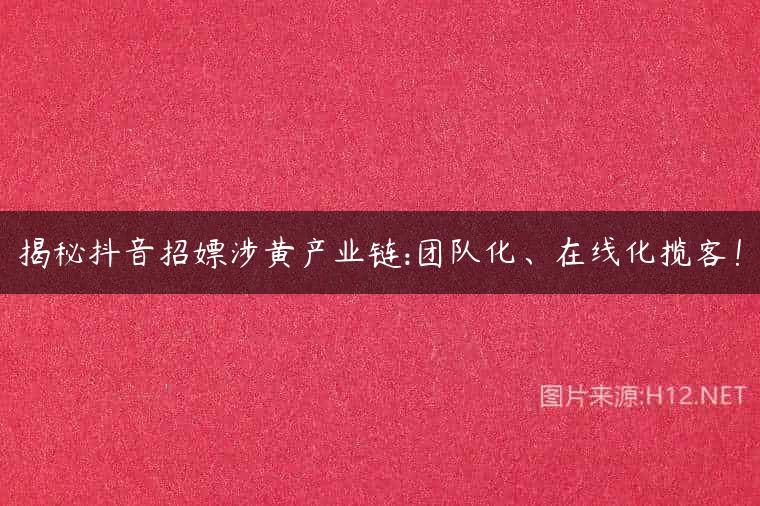 揭秘抖音招嫖涉黄产业链:团队化、在线化揽客！