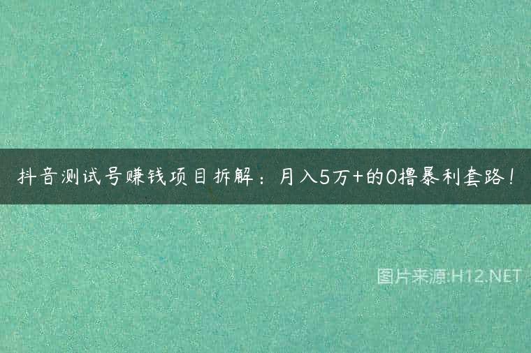 抖音测试号赚钱项目拆解：月入5万+的0撸暴利套路！
