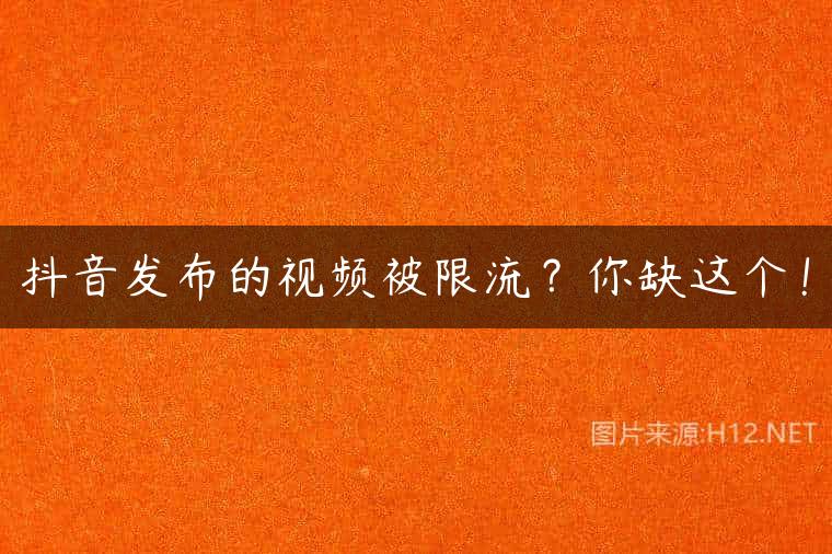 抖音发布的视频被限流？你缺这个！