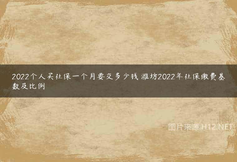 2022个人买社保一个月要交多少钱 潍坊2022年社保缴费基数及比例