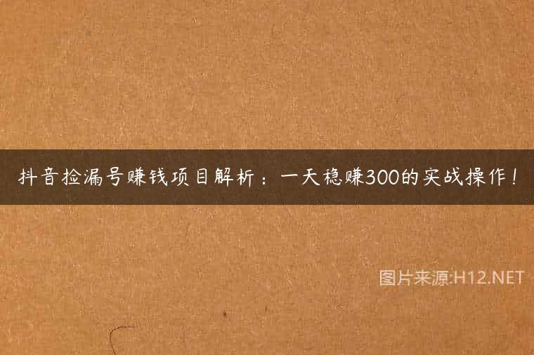 抖音捡漏号赚钱项目解析：一天稳赚300的实战操作！
