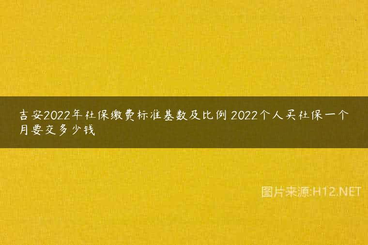 吉安2022年社保缴费标准基数及比例 2022个人买社保一个月要交多少钱
