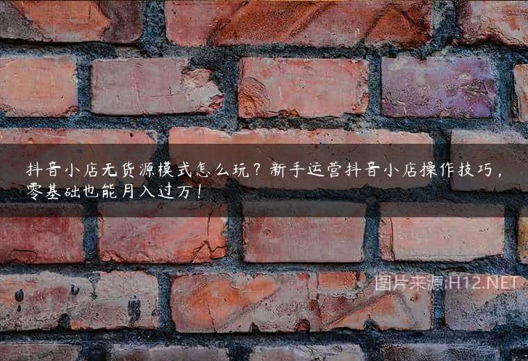 抖音小店无货源模式怎么玩？新手运营抖音小店操作技巧，零基础也能月入过万！
