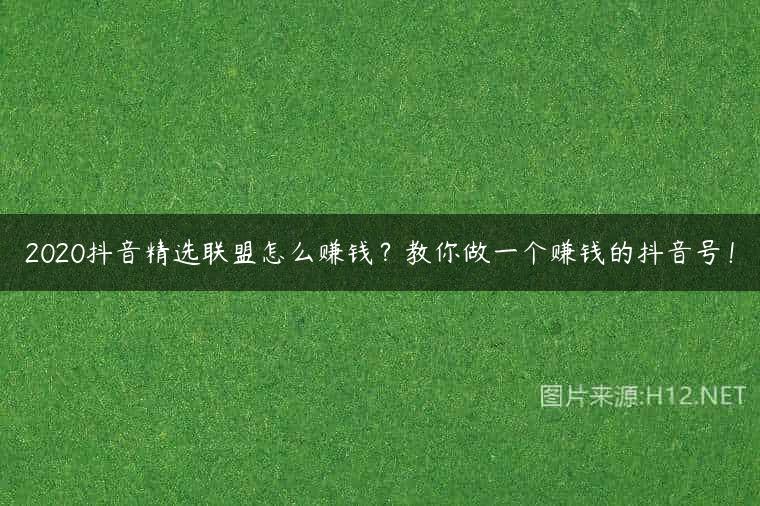 2020抖音精选联盟怎么赚钱？教你做一个赚钱的抖音号！