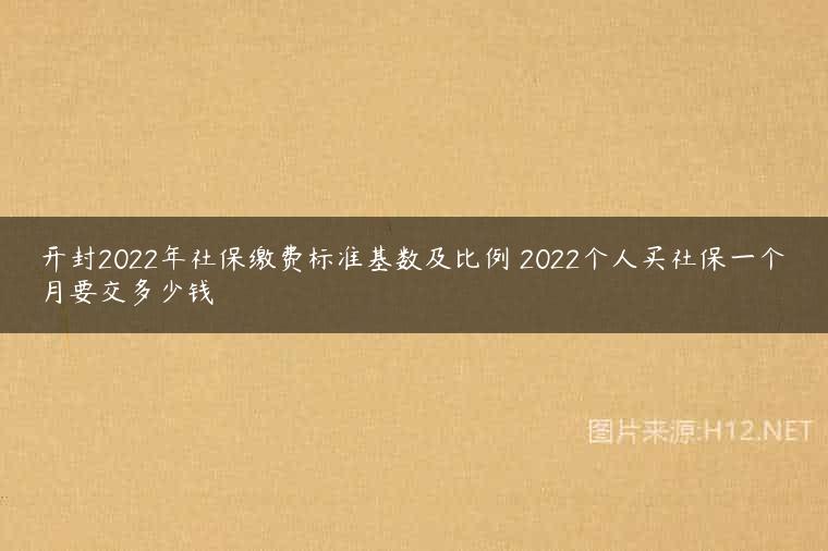 开封2022年社保缴费标准基数及比例 2022个人买社保一个月要交多少钱