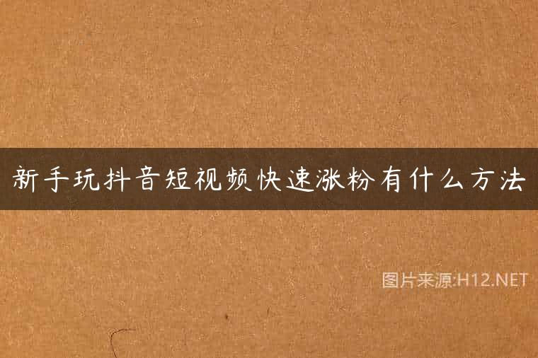 新手玩抖音短视频快速涨粉有什么方法