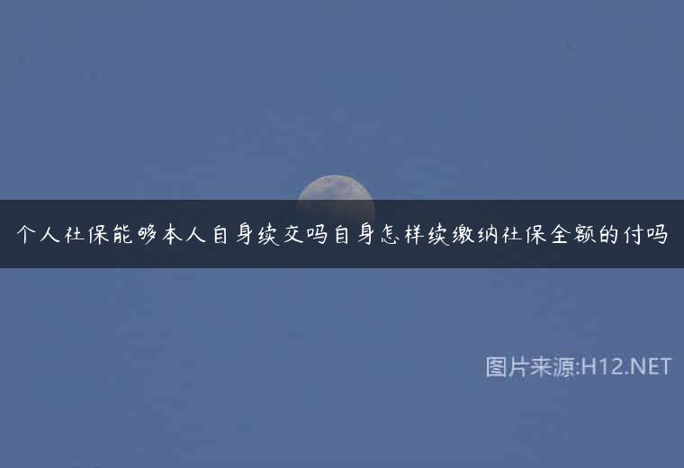 个人社保能够本人自身续交吗自身怎样续缴纳社保全额的付吗