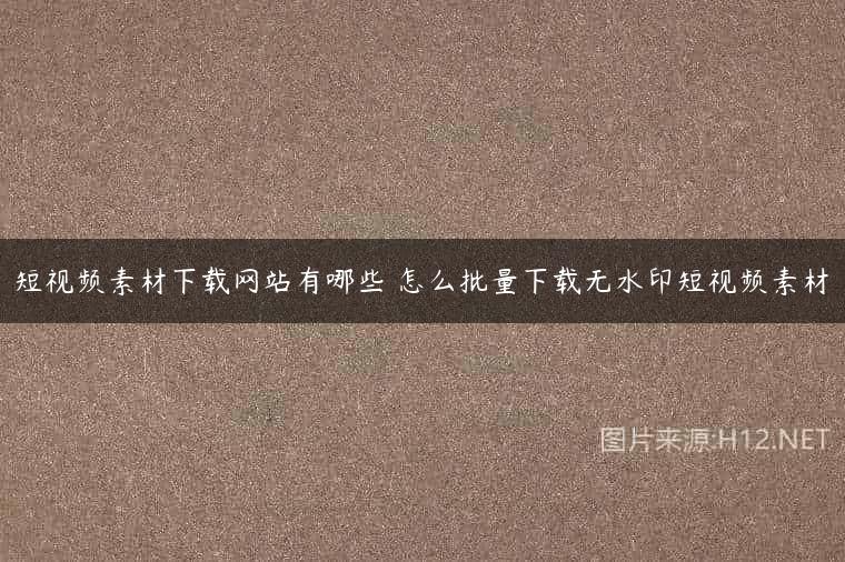 短视频素材下载网站有哪些 怎么批量下载无水印短视频素材