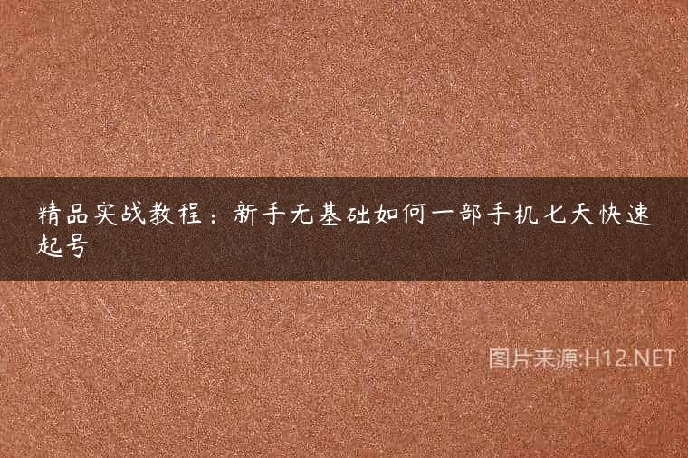 精品实战教程：新手无基础如何一部手机七天快速起号