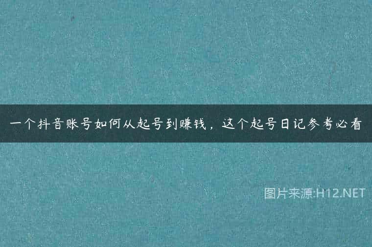 一个抖音账号如何从起号到赚钱，这个起号日记参考必看