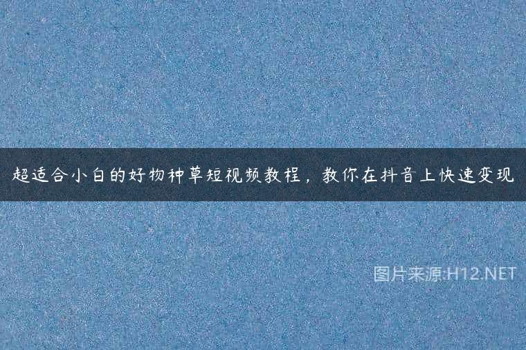 超适合小白的好物种草短视频教程，教你在抖音上快速变现