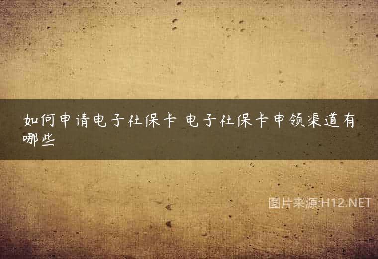 如何申请电子社保卡 电子社保卡申领渠道有哪些