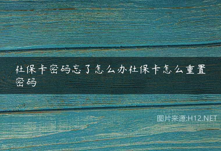 社保卡密码忘了怎么办社保卡怎么重置密码