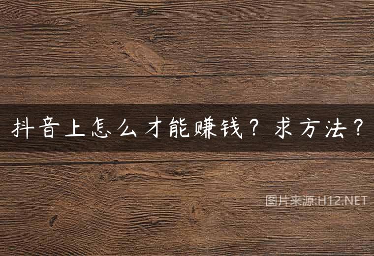 抖音上怎么才能赚钱？求方法？
