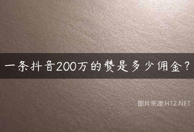 一条抖音200万的赞是多少佣金？