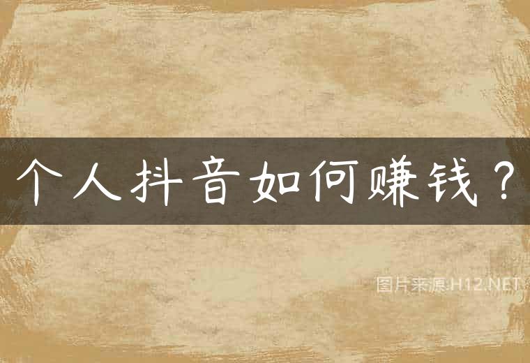 个人抖音如何赚钱？