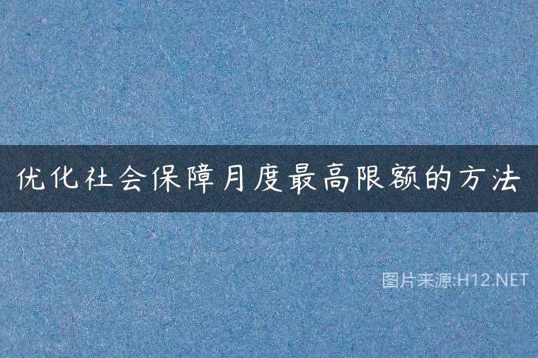 优化社会保障月度最高限额的方法
