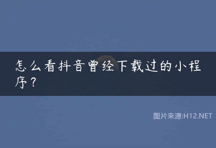 怎么看抖音曾经下载过的小程序？