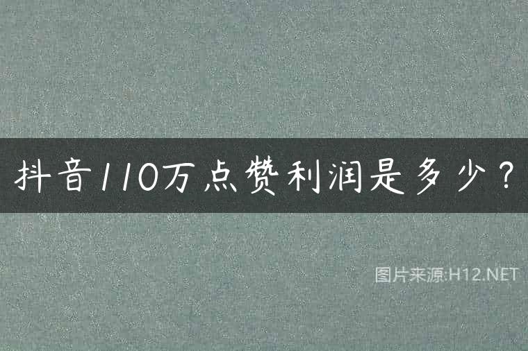 抖音110万点赞利润是多少？