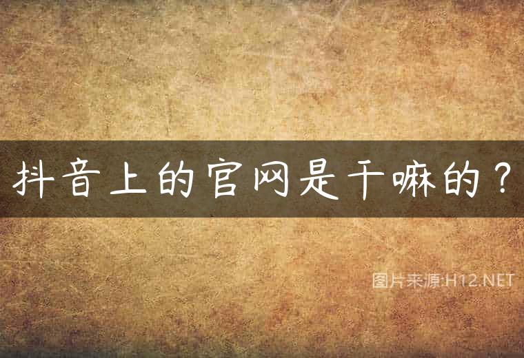 抖音上的官网是干嘛的？