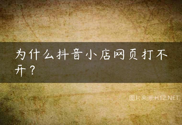 为什么抖音小店网页打不开？