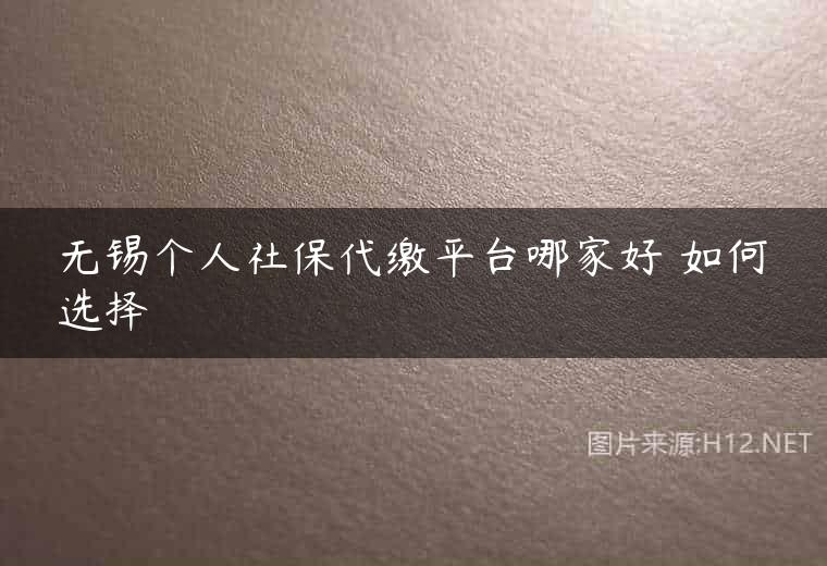 无锡个人社保代缴平台哪家好 如何选择