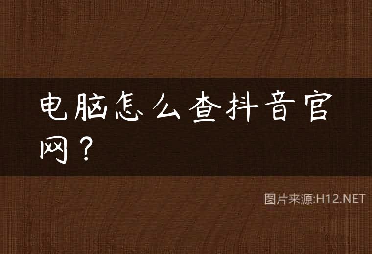 电脑怎么查抖音官网？