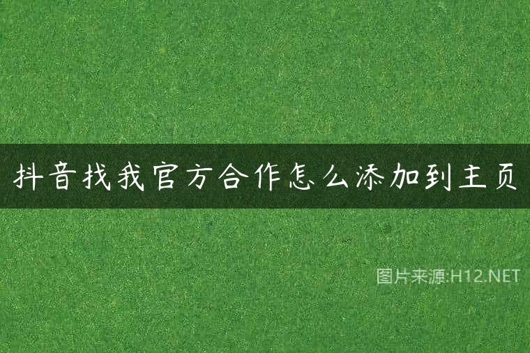抖音找我官方合作怎么添加到主页