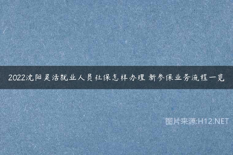 2022沈阳灵活就业人员社保怎样办理 新参保业务流程一览