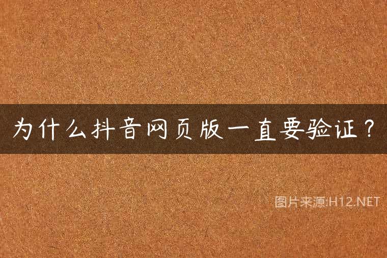 为什么抖音网页版一直要验证？