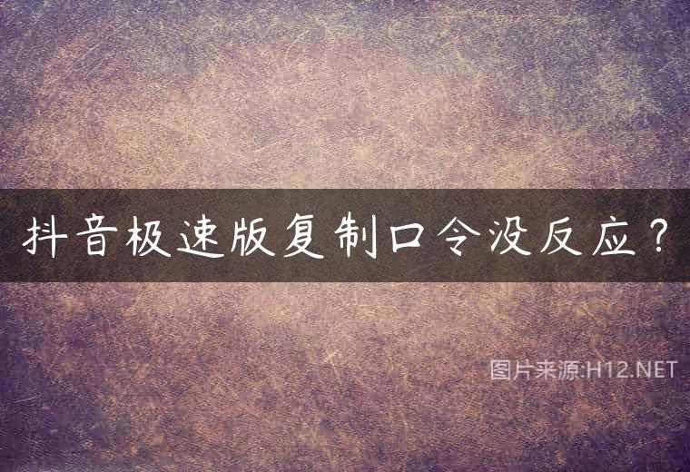 抖音极速版复制口令没反应？