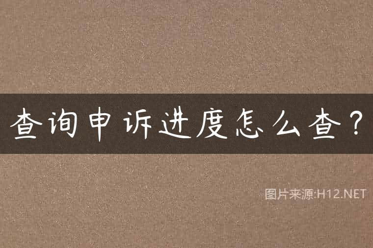 查询申诉进度怎么查？