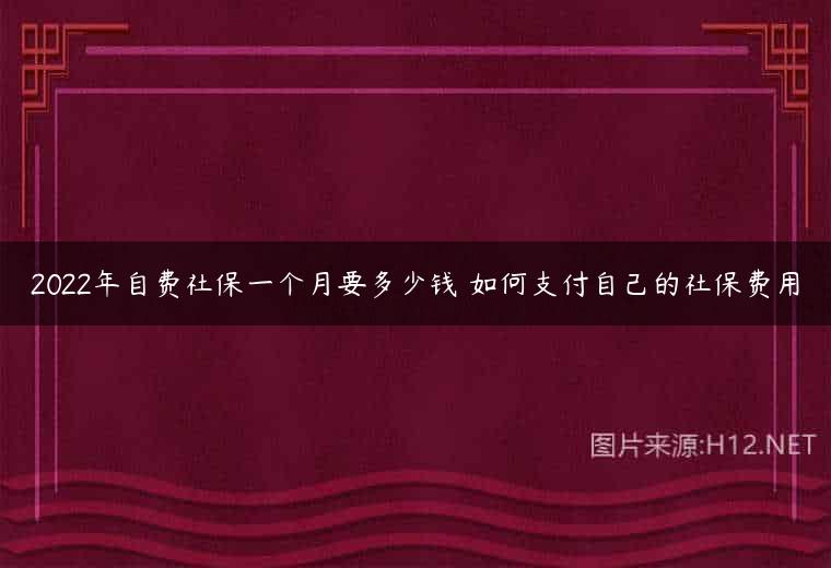 2022年自费社保一个月要多少钱 如何支付自己的社保费用