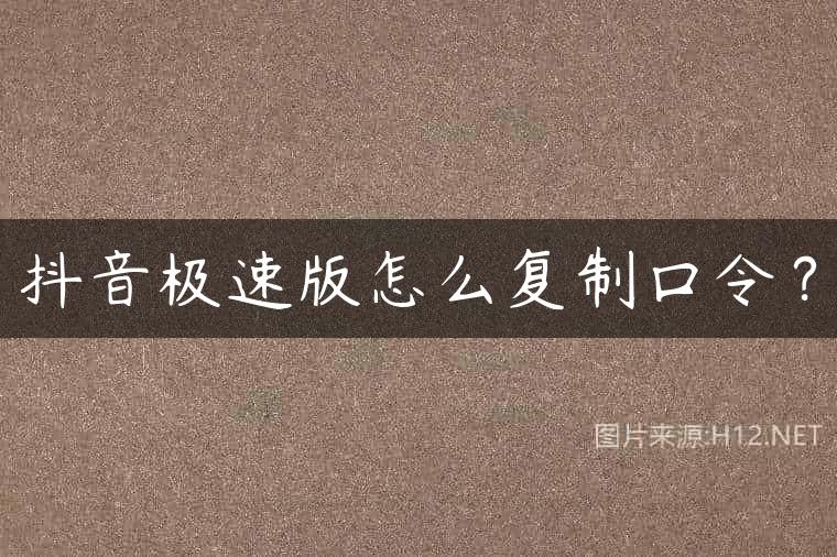抖音极速版怎么复制口令？