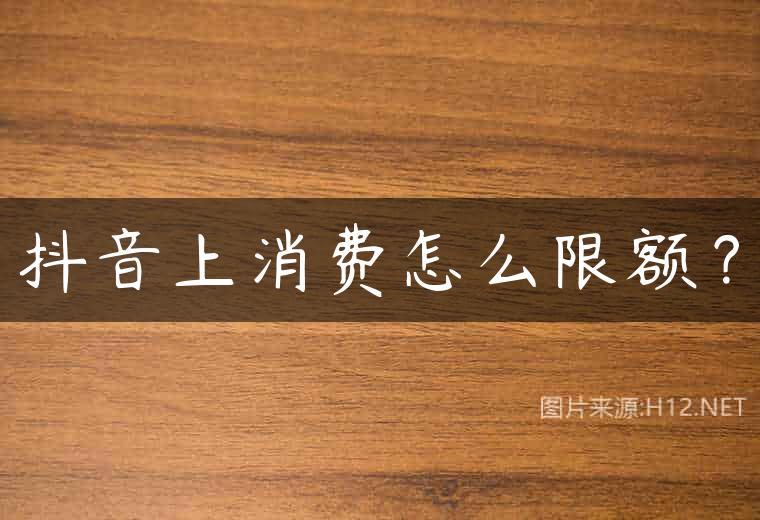 抖音上消费怎么限额？