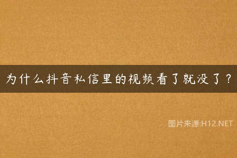 为什么抖音私信里的视频看了就没了？