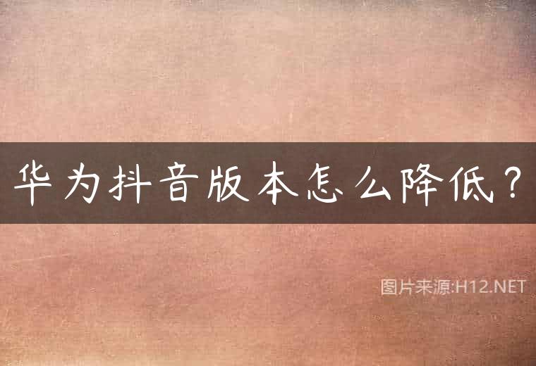 华为抖音版本怎么降低？