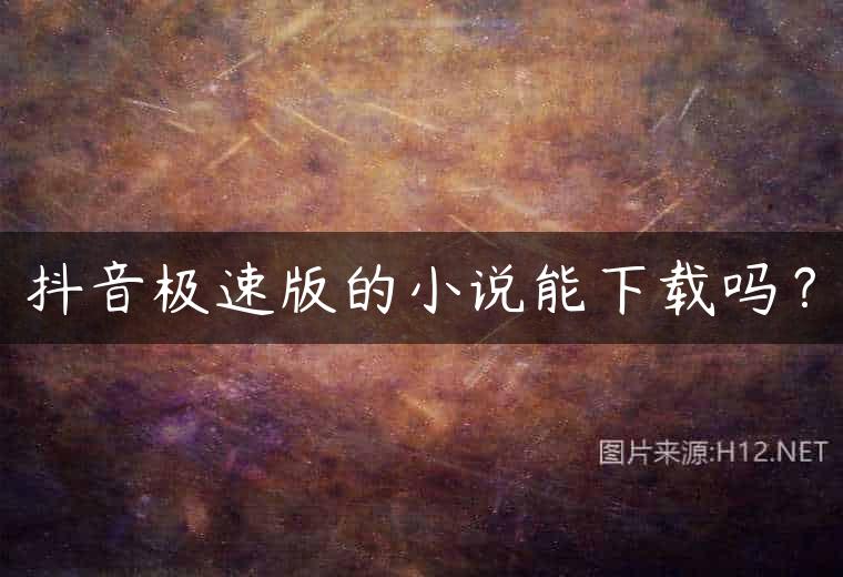 抖音极速版的小说能下载吗？