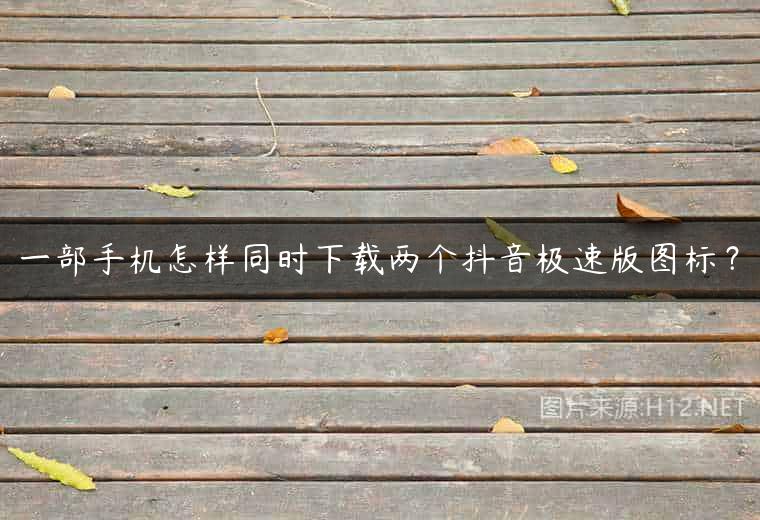 一部手机怎样同时下载两个抖音极速版图标？