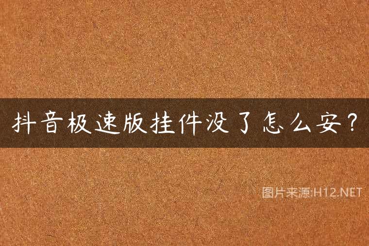 抖音极速版挂件没了怎么安？