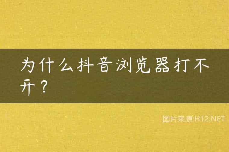 为什么抖音浏览器打不开？