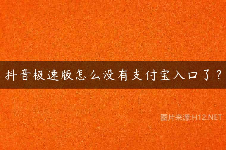 抖音极速版怎么没有支付宝入口了？
