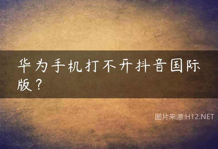 华为手机打不开抖音国际版？