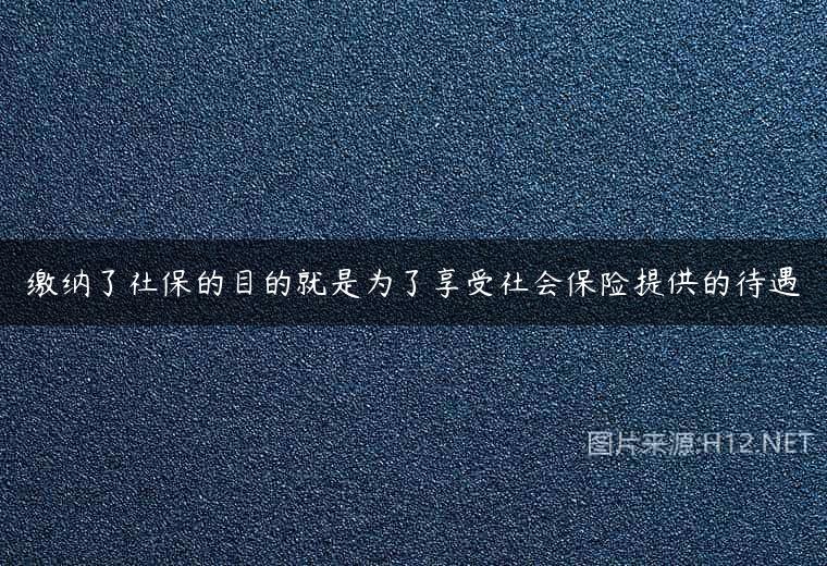 缴纳了社保的目的就是为了享受社会保险提供的待遇