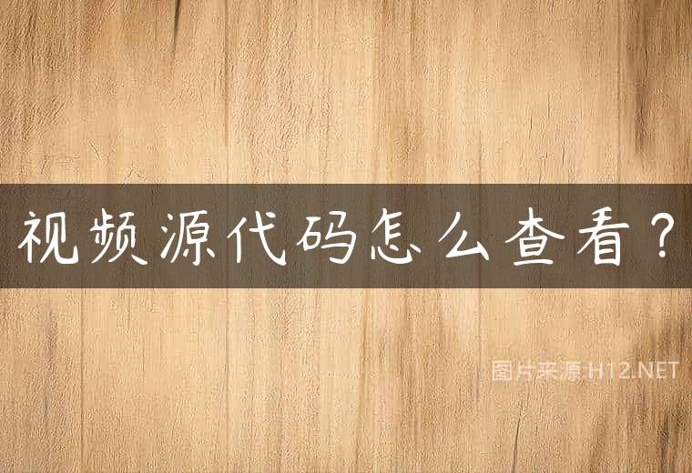 视频源代码怎么查看？