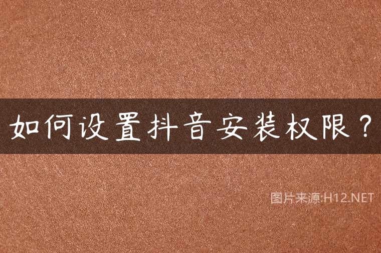 如何设置抖音安装权限？