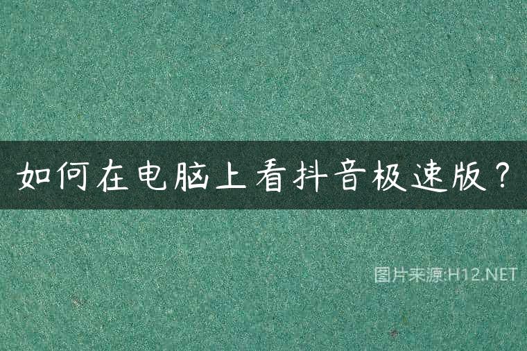 如何在电脑上看抖音极速版？
