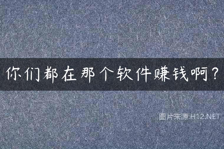 你们都在那个软件赚钱啊？